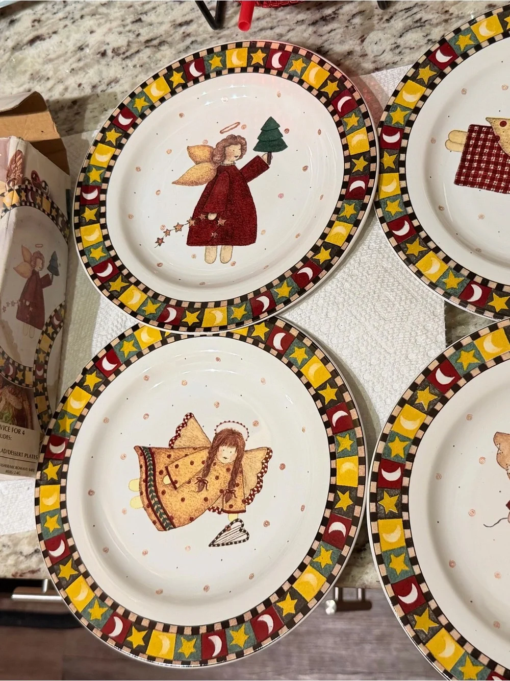 Vintage Sakura Debbie Mumm 1997 Gathering of Angels 4pc 8in Dessert Plates DS